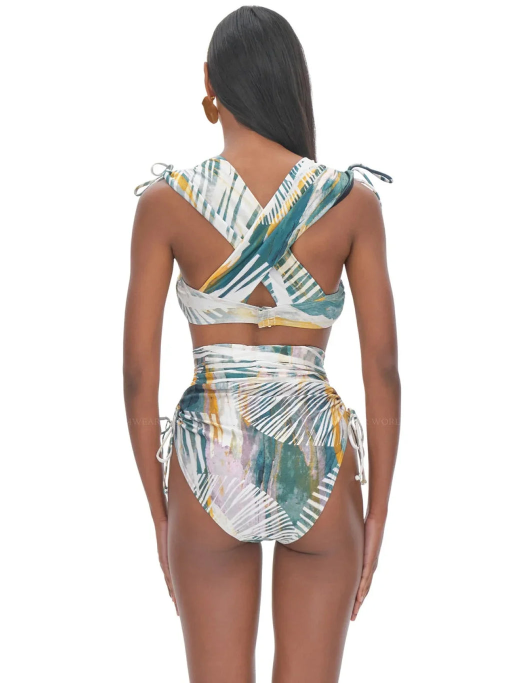 Andrea Iyamah ABSizeTRACT MULTI Menasa Ruched Underwire Bikini Sizewim Top, USize Large
