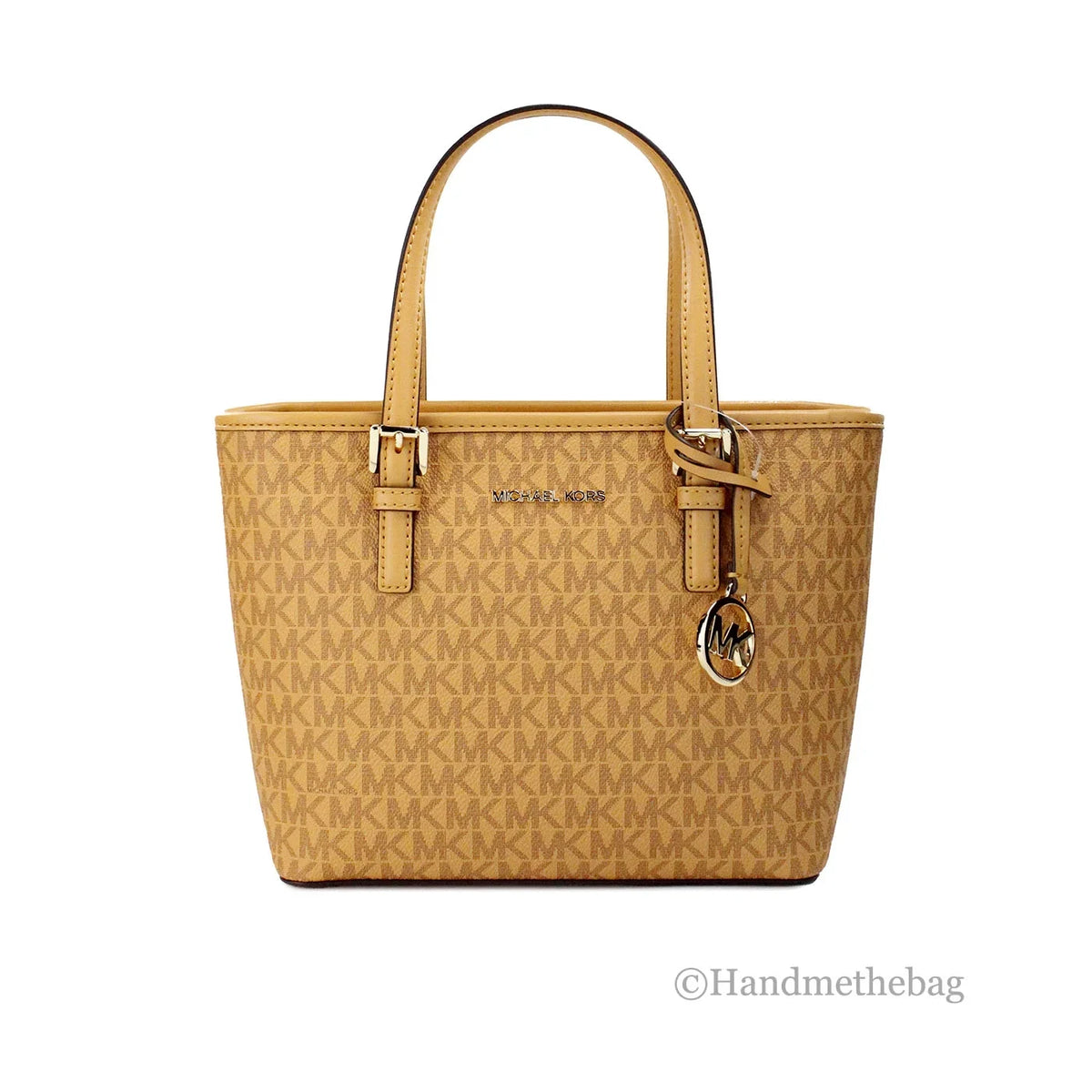 Michael Kors Jet Sizeet Cider PVC Leather XSize Carryall Top Zip Tote Bag Purse