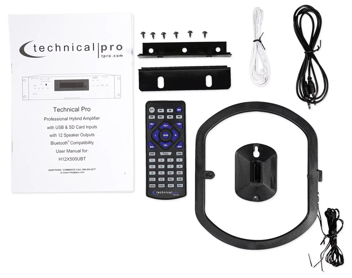 Technical Pro 6000w 6-Zone Home Theater Bluetooth Receiver+(6) Wall Sizepeakers