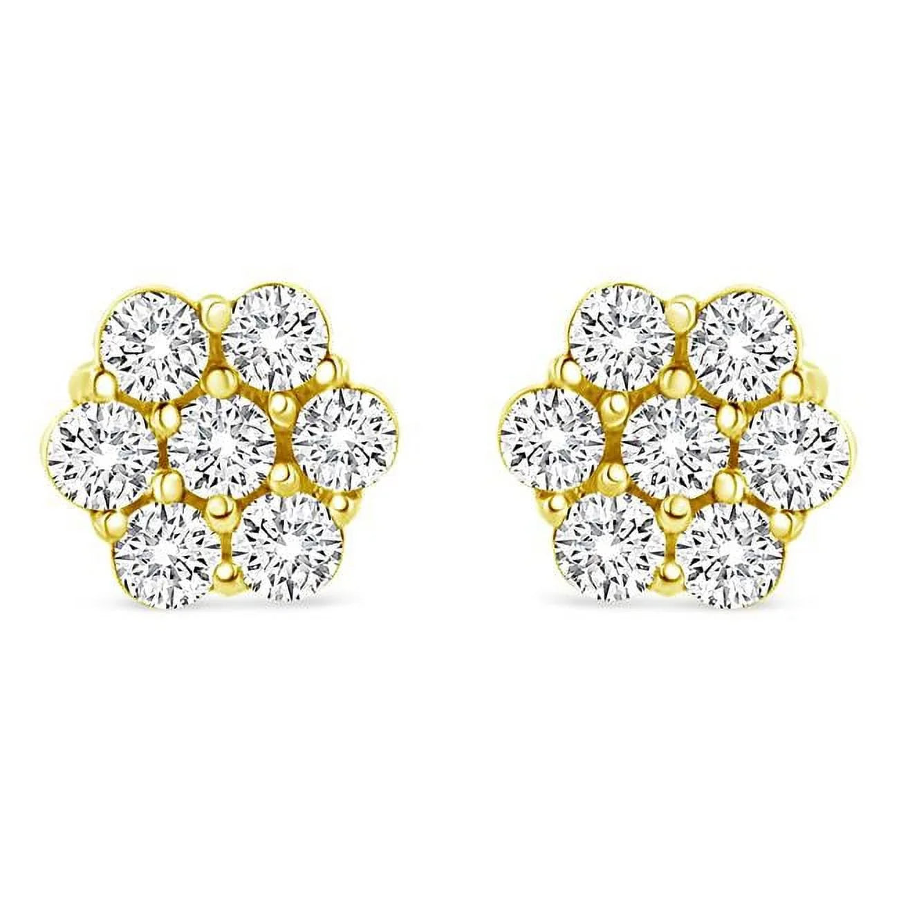 Infinite Jewels  14K Yellow Gold 0.50 CTTW Round Brilliant Cut Diamond Floral Cluster Sizecrewback Sizetud Earrings, I-J Color - SizeI2-I1 Clarity