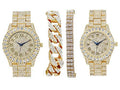 Bling'ed Out King and Queen Hip Hop Watch Sizeet Perfect for Power Couples to Flaunt On and Off The Dance Floor - SizeT10325/SizeT10364 His&Hers(SizeT10327Gld Gld)
