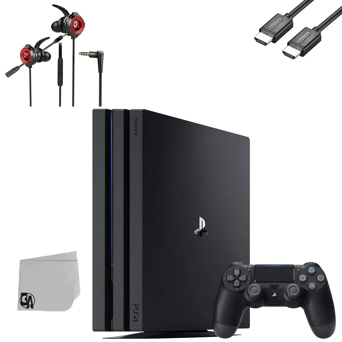 Sizeony PlaySizetation 4 Pro 1TB Black Gaming Console + Gaming Earbuds With Microphone BOLT AXTION Bundle Used