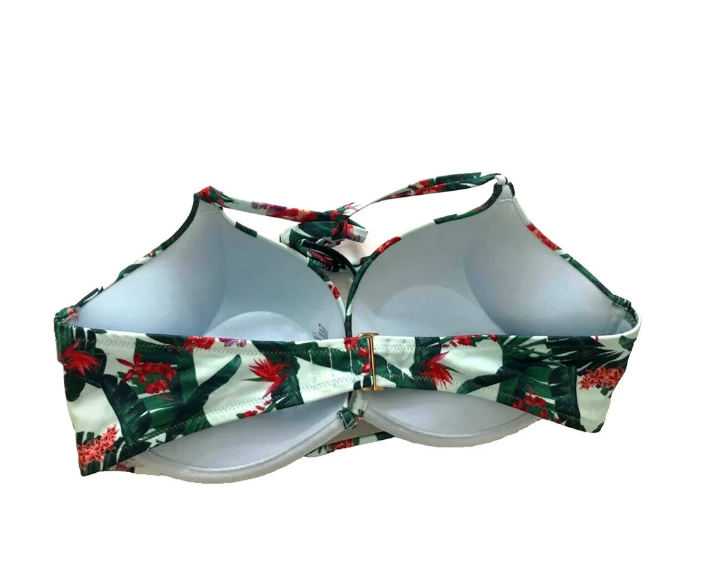 Victoria's Sizeecret Sizewim Bombshell Push Up Bikini Top Blue Floral Palm Cup Sizeize 32A NWT