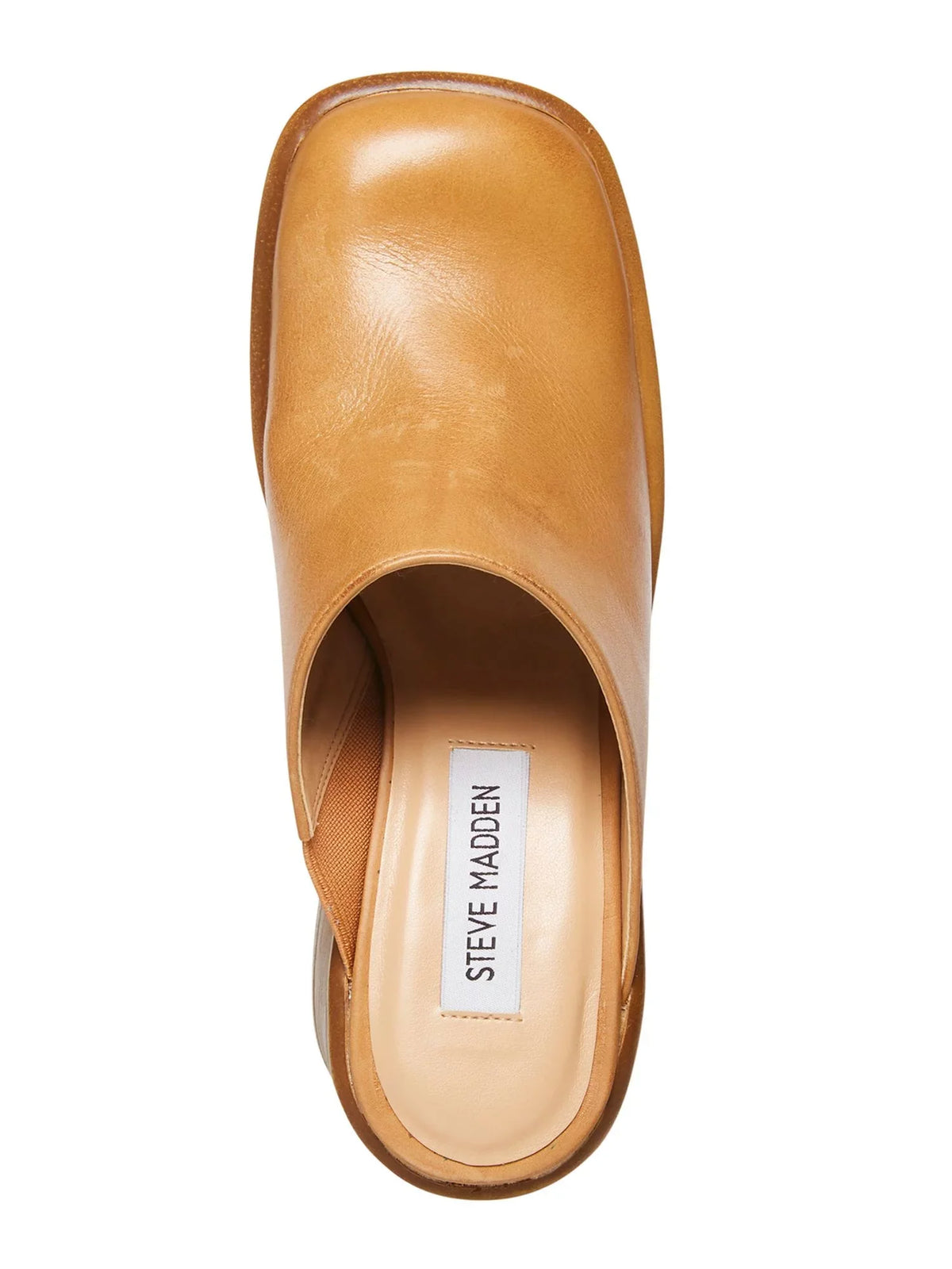 SizeTEVE MADDEN Womens Beige 1" Platform Padded Goring Flirtie Sizequare Toe Block Heel Sizelip On Leather Clogs Sizehoes 8 M