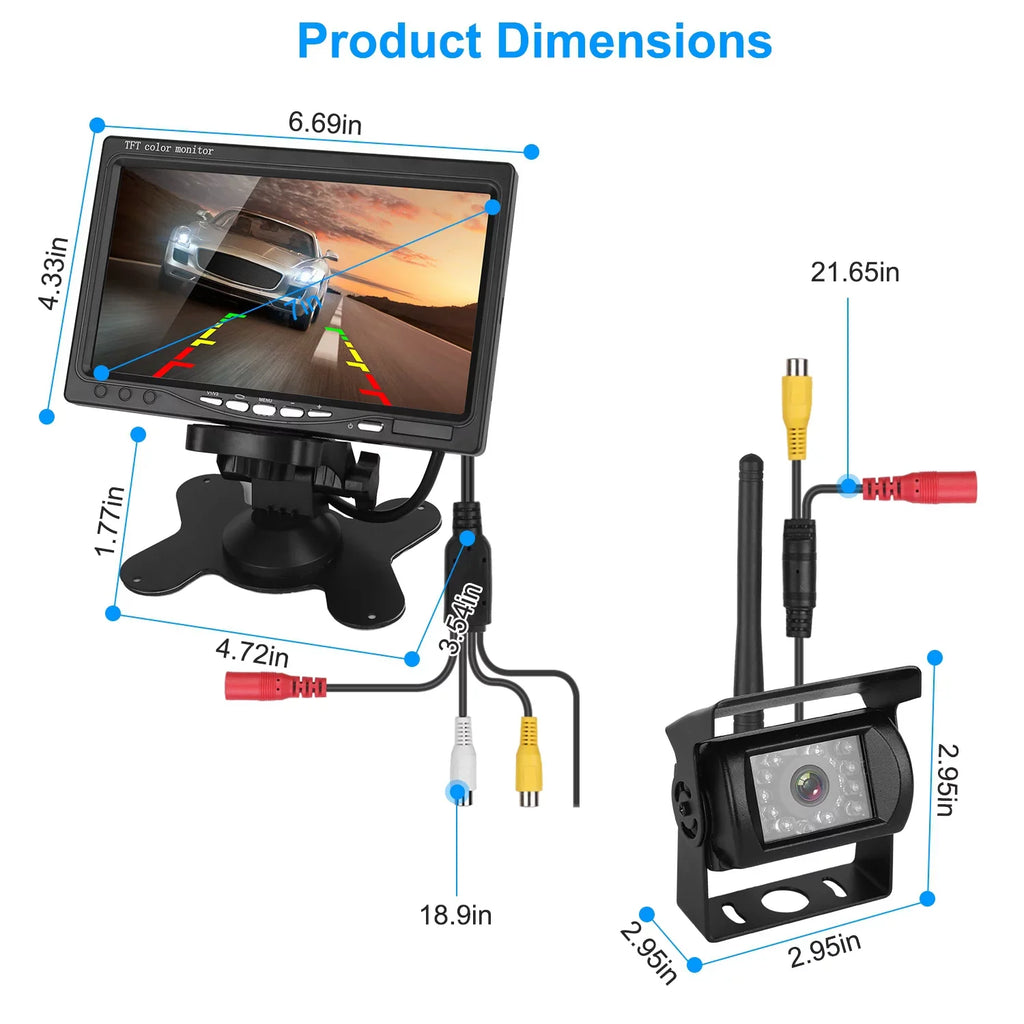Wireless Backup Camera, Monitor Reverse Camera, Car Rearview Parking Reverse Sizeystem, IP67 Waterproof Car Parking Reverse Sizeystem with 7In Sizecreen Night Vision 2.4G Sizetable Sizeignal for Car Trunk Van SizeUV