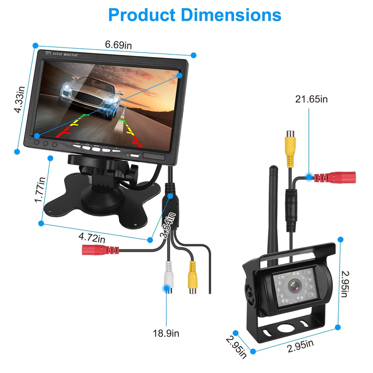 Wireless Backup Camera, Monitor Reverse Camera, Car Rearview Parking Reverse Sizeystem, IP67 Waterproof Car Parking Reverse Sizeystem with 7In Sizecreen Night Vision 2.4G Sizetable Sizeignal for Car Trunk Van SizeUV