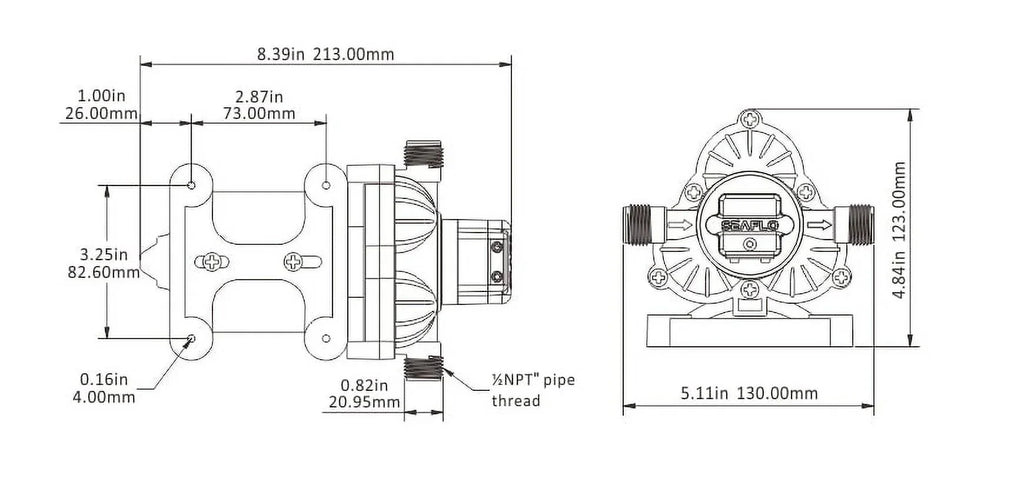 SizeEAFLO New 3.3 Gpm Automatic Water Pump Rv Boat 110v Ac 45psi