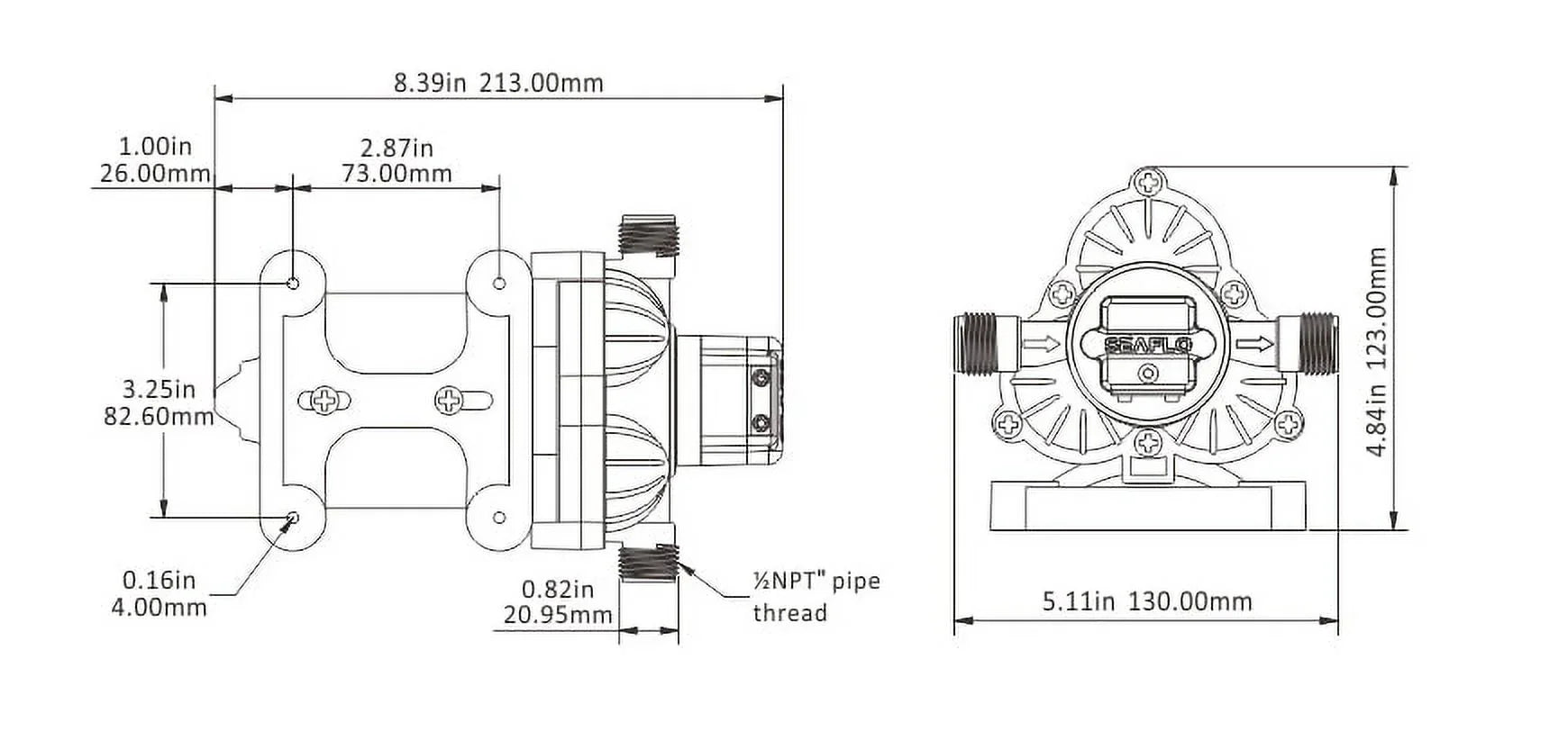 SizeEAFLO New 3.3 Gpm Automatic Water Pump Rv Boat 110v Ac 45psi