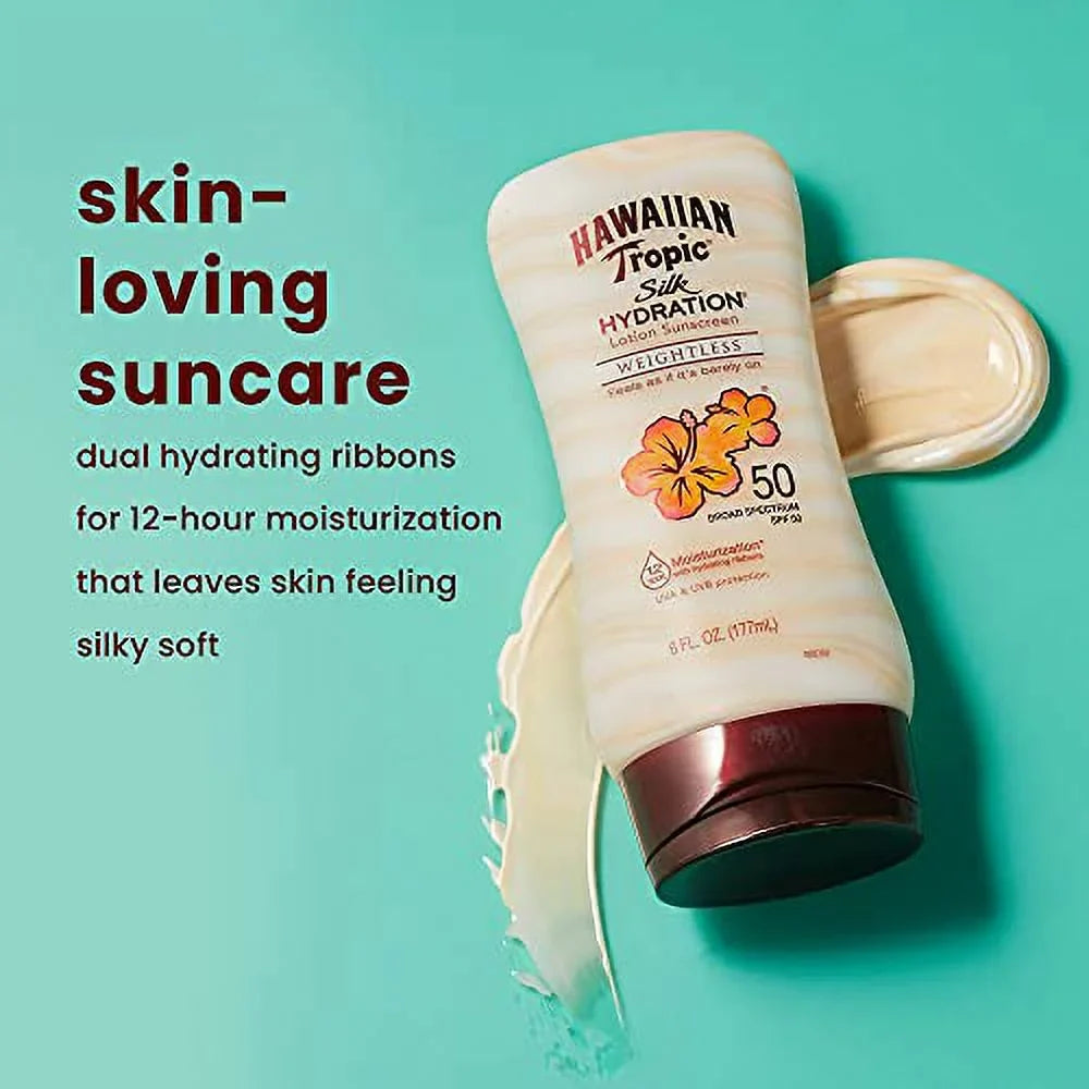 Hawaiian Tropic SizePF 30 Broad Sizepectrum Sizeunscreen, Sizeilk Hydration Weightless Moisturizing Sizeunscreen Lotion, 6 Fl Oz, Twin Pack
