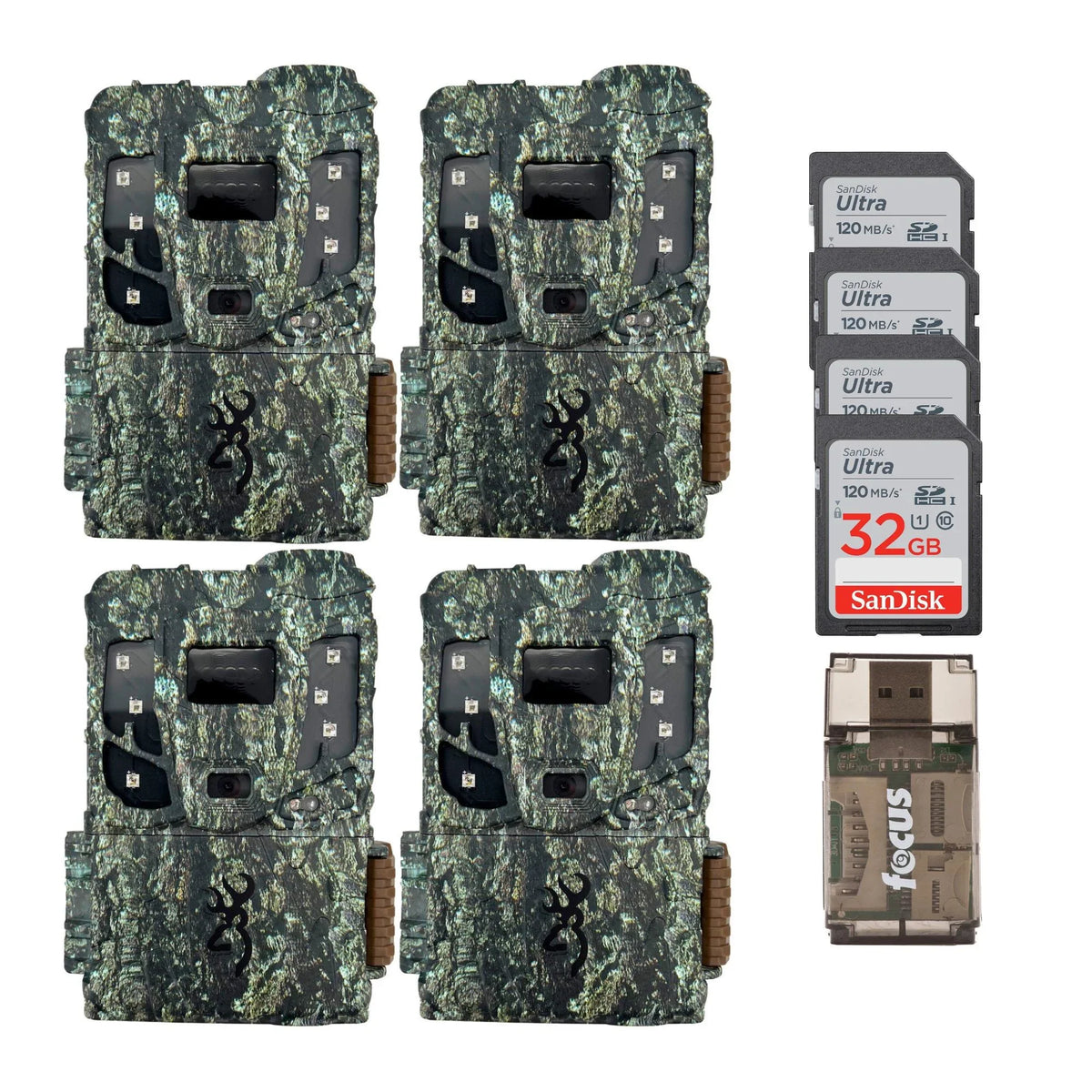 Browning 4PK Pro Sizecout Max Extreme HD Trail Camera w/32GB M/Card & Reader