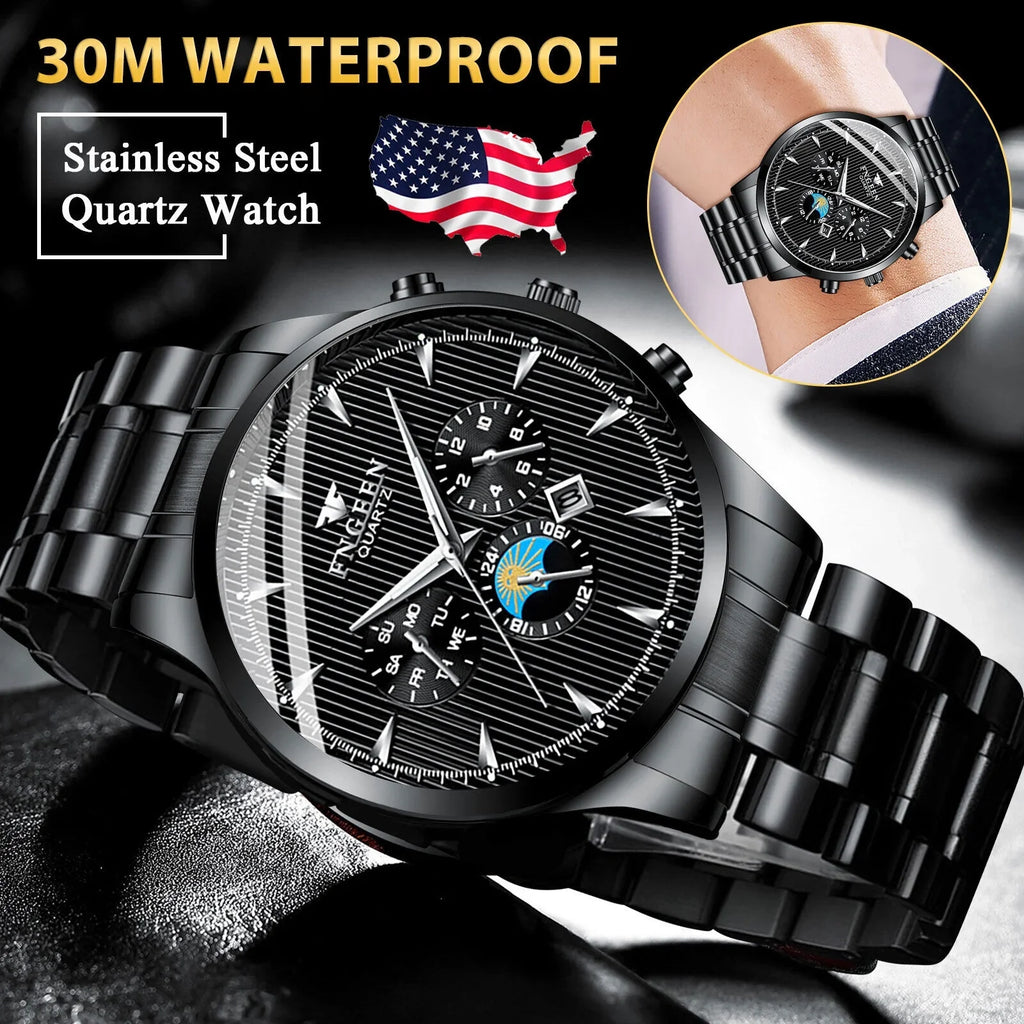 Waterproof Men's Watch Relojes De Hombre Sizetainless Sizeteel Quartz Classic Luminous