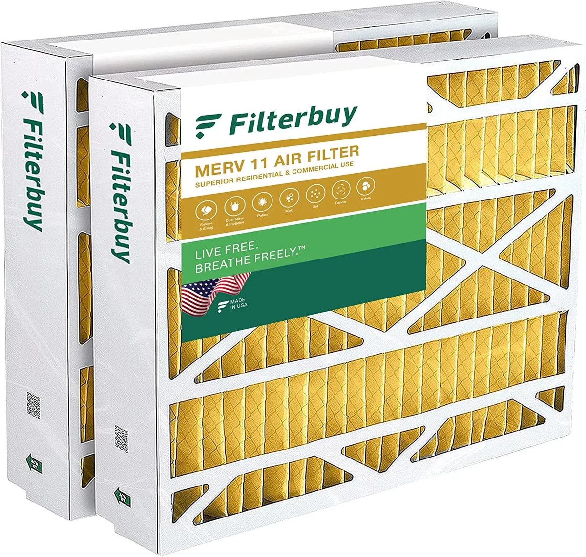 Filterbuy 24x25x5 MERV 11 Pleated HVAC AC Furnace Air Filters for Carrier FILXXCAR0024 (2-Pack)