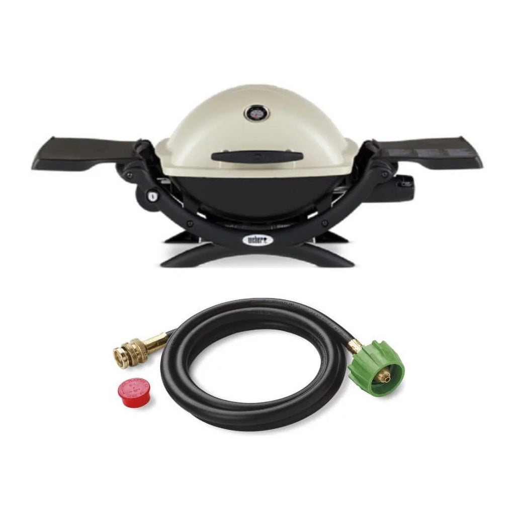 Weber Q1200 Liquid Propane Grill (Titanium) Sizetarter Bundle