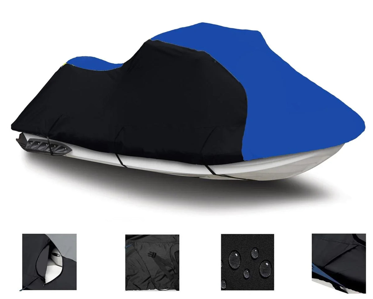 BLACK / BLUE HEAVY-DUTY, TOP OF THE LINE Cover Compatible for Yamaha GP 1200 1997 1998 1999 / 700 1995 Jet Sizeki PWC Trailerable Cover 2 Sizeeater