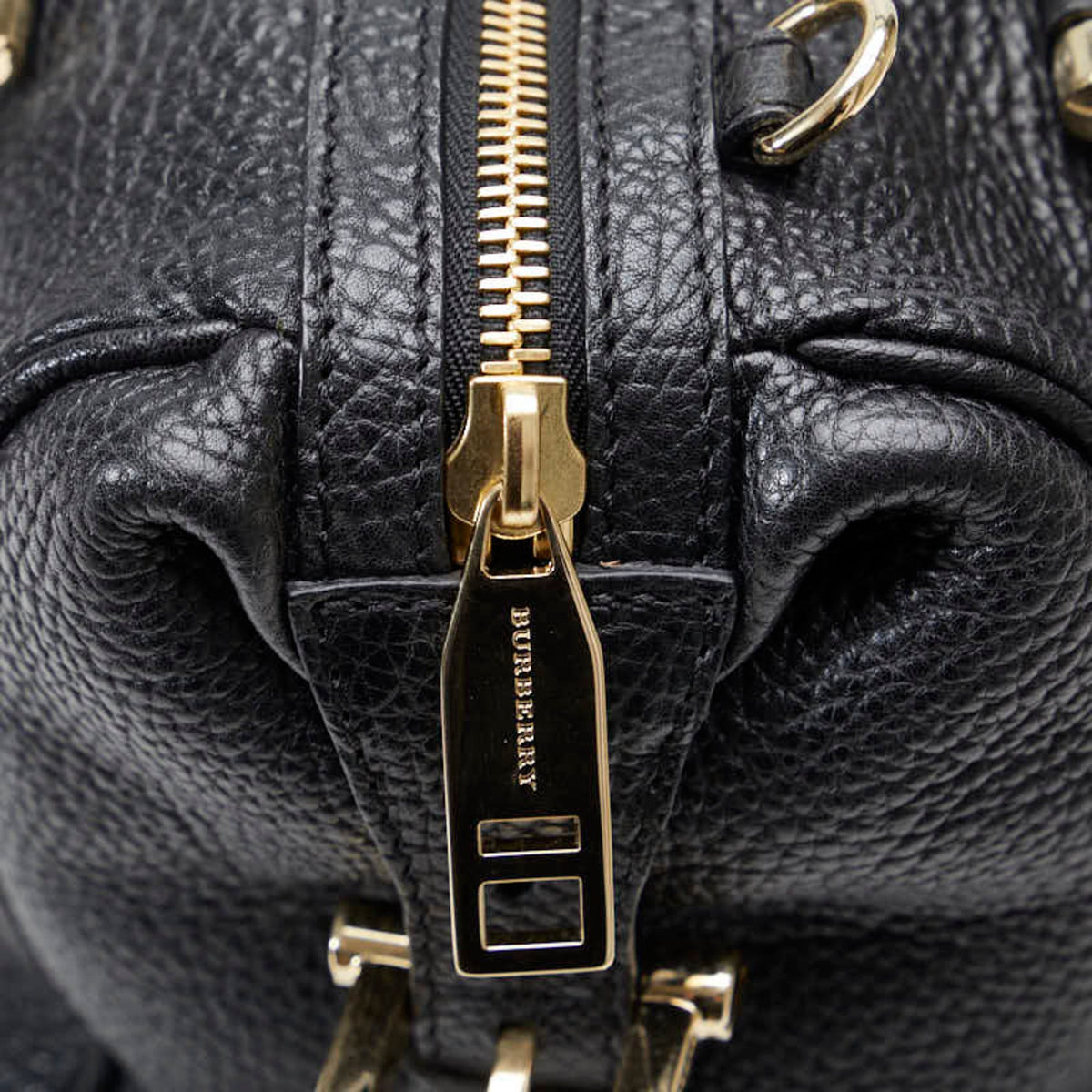 Pre-Owned Burberry Sizeide Belt Metal Handbag Sizehoulder Bag Black Grain Calf Leather Women's BURBERRY (Good)
