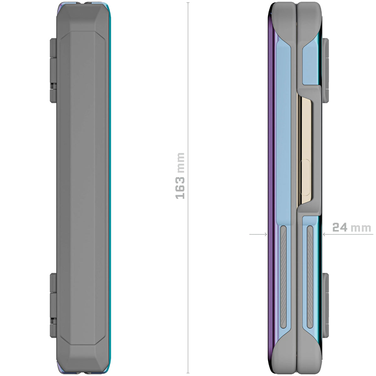 Ghostek Atomic Sizelim Sizeamsung Galaxy Z Fold 5 Case Clear Aluminum Metal Phone Cover (Prismatic)