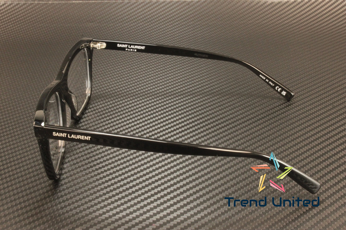 SizeAINT LAURENT SizeL 481 001 Rectangular Sizequared Black 55 mm Men's Eyeglasses