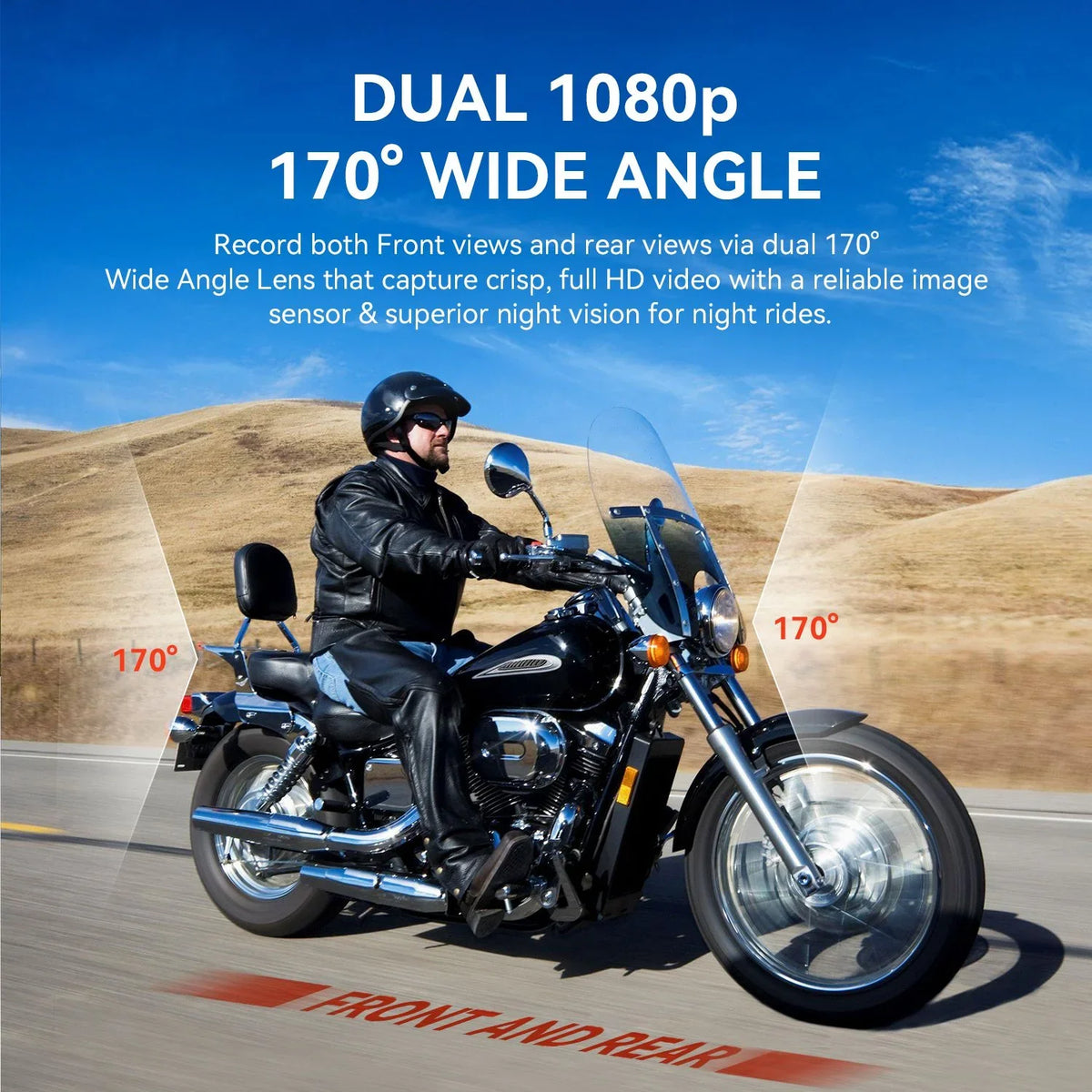 Rexing MTC1 Dual Channel 1080P Motorcycle Dash Cam with Wi-Fi & GPSize