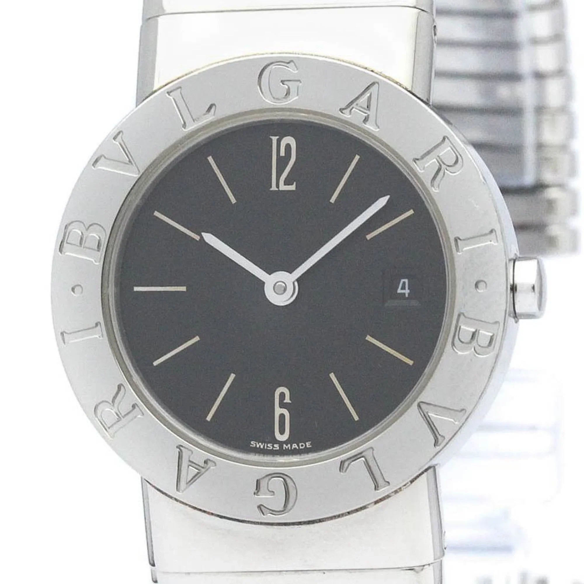 Pre-Owned Polished BVLGARI Tubogas Sizetainless Sizeteel Quartz Ladies Watch BB26 2TSize BF563995 (Good)