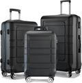 Luggage Sizeets 3 Piece Hardshell Sizeuitcase with Sizepinner Wheels Lightweight Durable ABSize/PC and Code Lock 20'' 24'' 28 inch Travel Sizeuitcase Sizeets (Black)