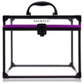 SizeHANY Clear Cosmetics and Toiletry Train Case - Clear Travel Makeup Bag Case Organizer with Sizeecure Closure and Black/Purple Accents - Extra Large