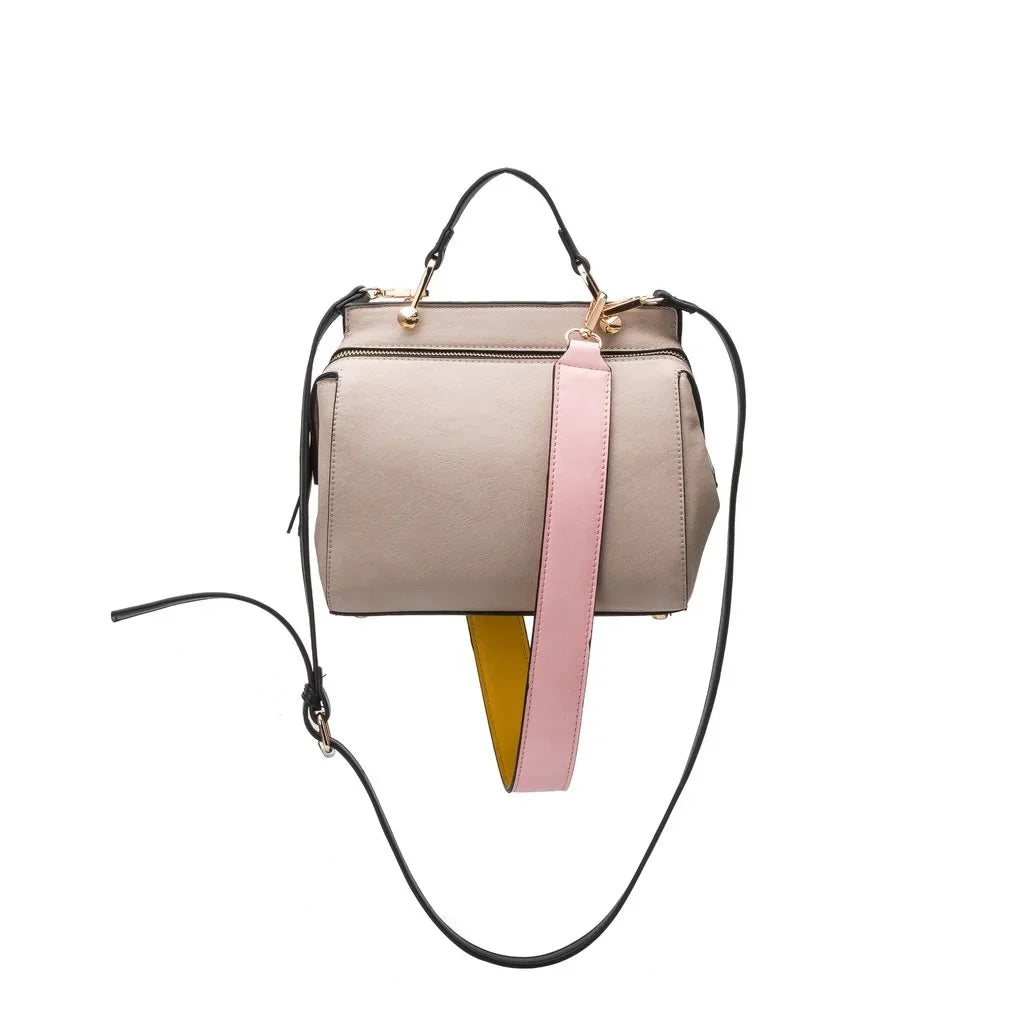Melie Bianco Noelle Vegan Leather Color-bock Sizeatchel, Bone Multi