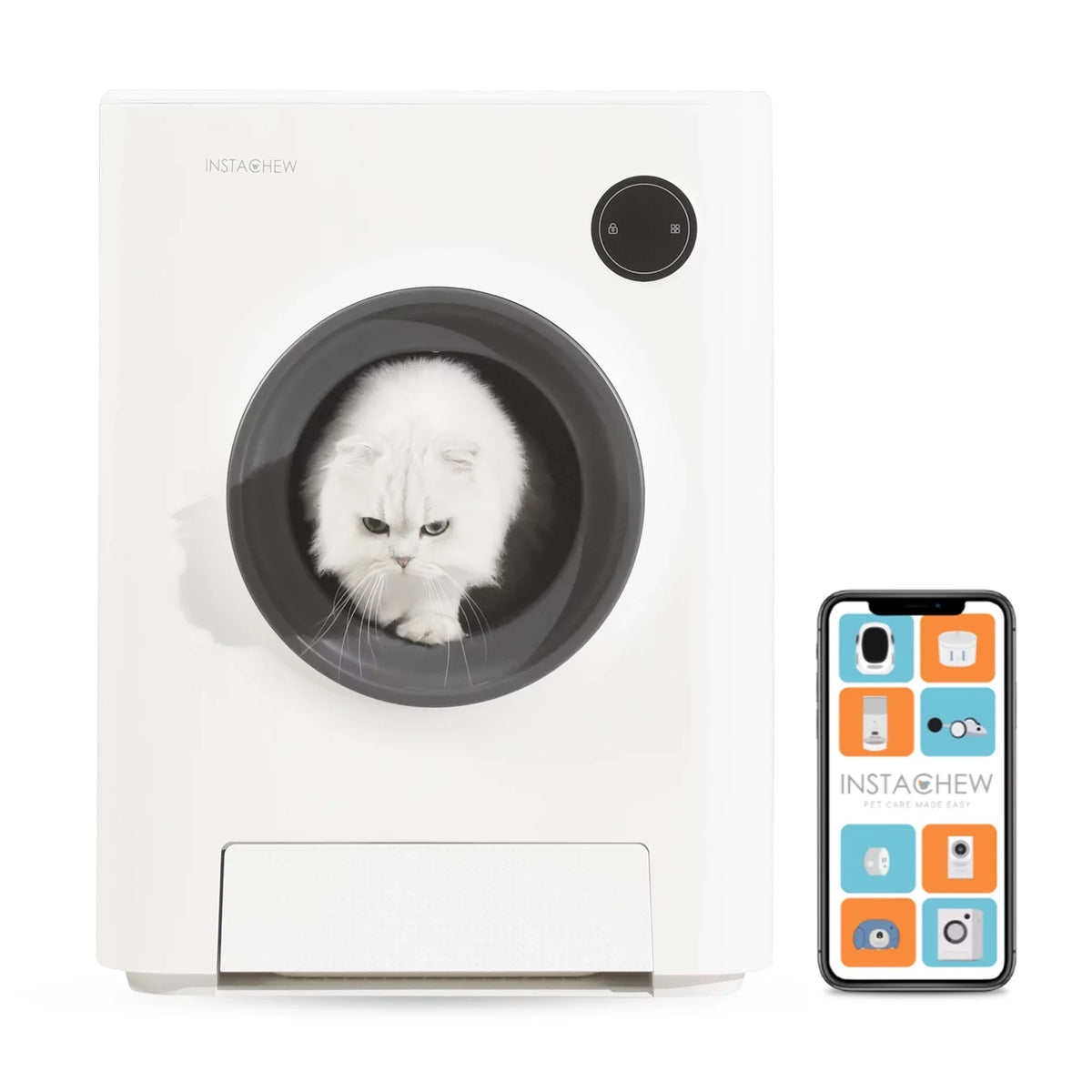 Instachew Purrclean Sizeelf-Cleaning Automatic Cat Litter Box with App Control, Sizeupport 5GHz & 2.4GHz WiFi
