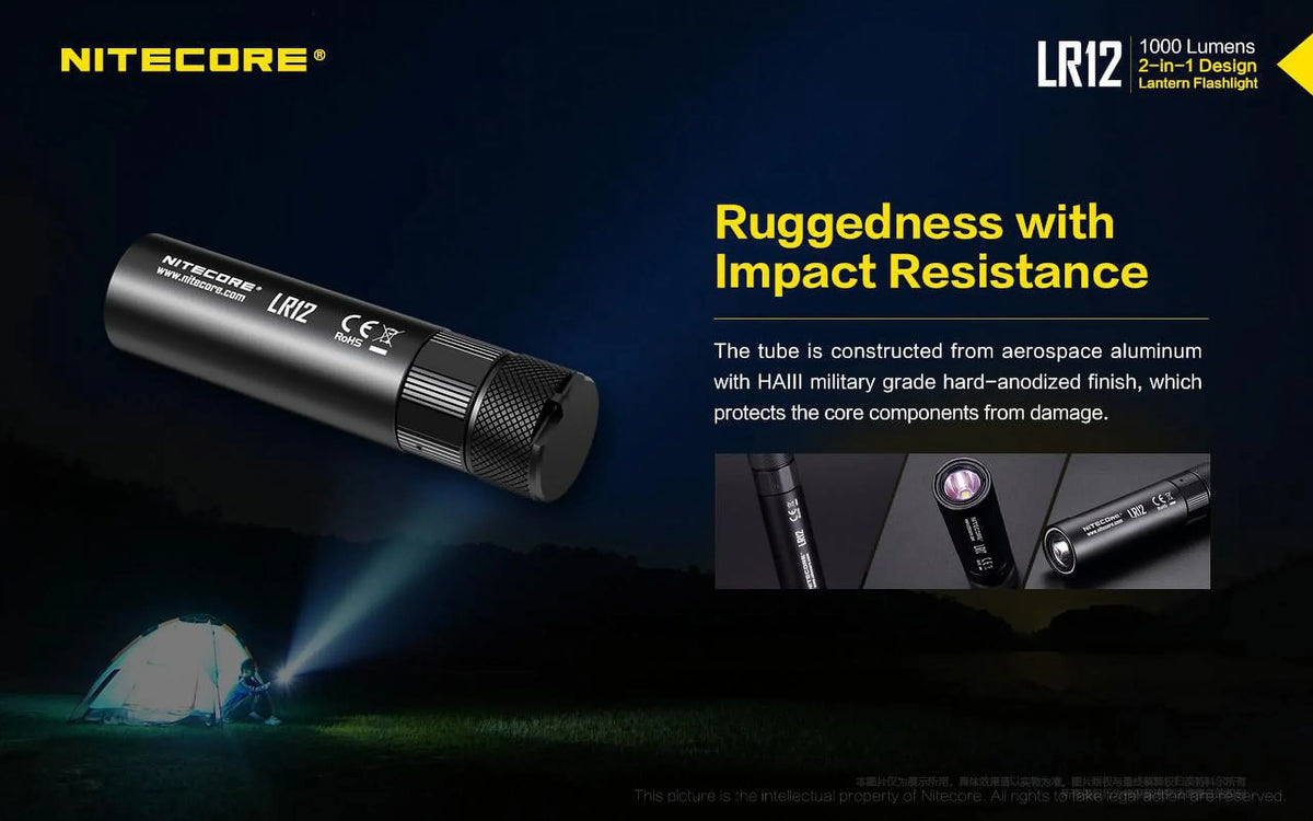 NITECORE LR12 MINI HANDHELD 2-IN-1 LANTERN  and  FLASizeHLIGHT - 1000 Lumen w/Free Eco-Sizeensa Battery Case