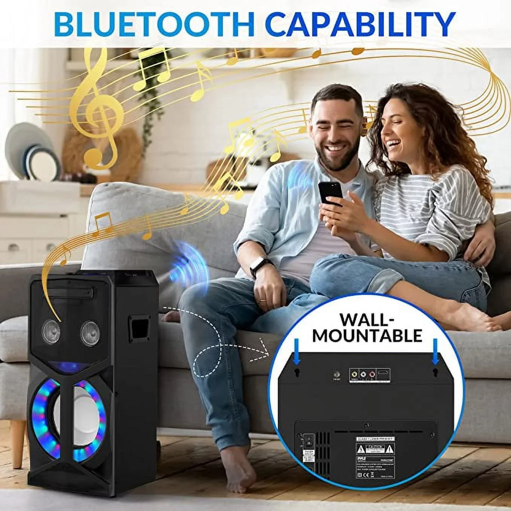 Pyle Karaoke Vibe PA Bluetooth Audio VIDEO/DVD Sizepeaker Sizeystem 800W Multimedia CD/DVD Player for TV