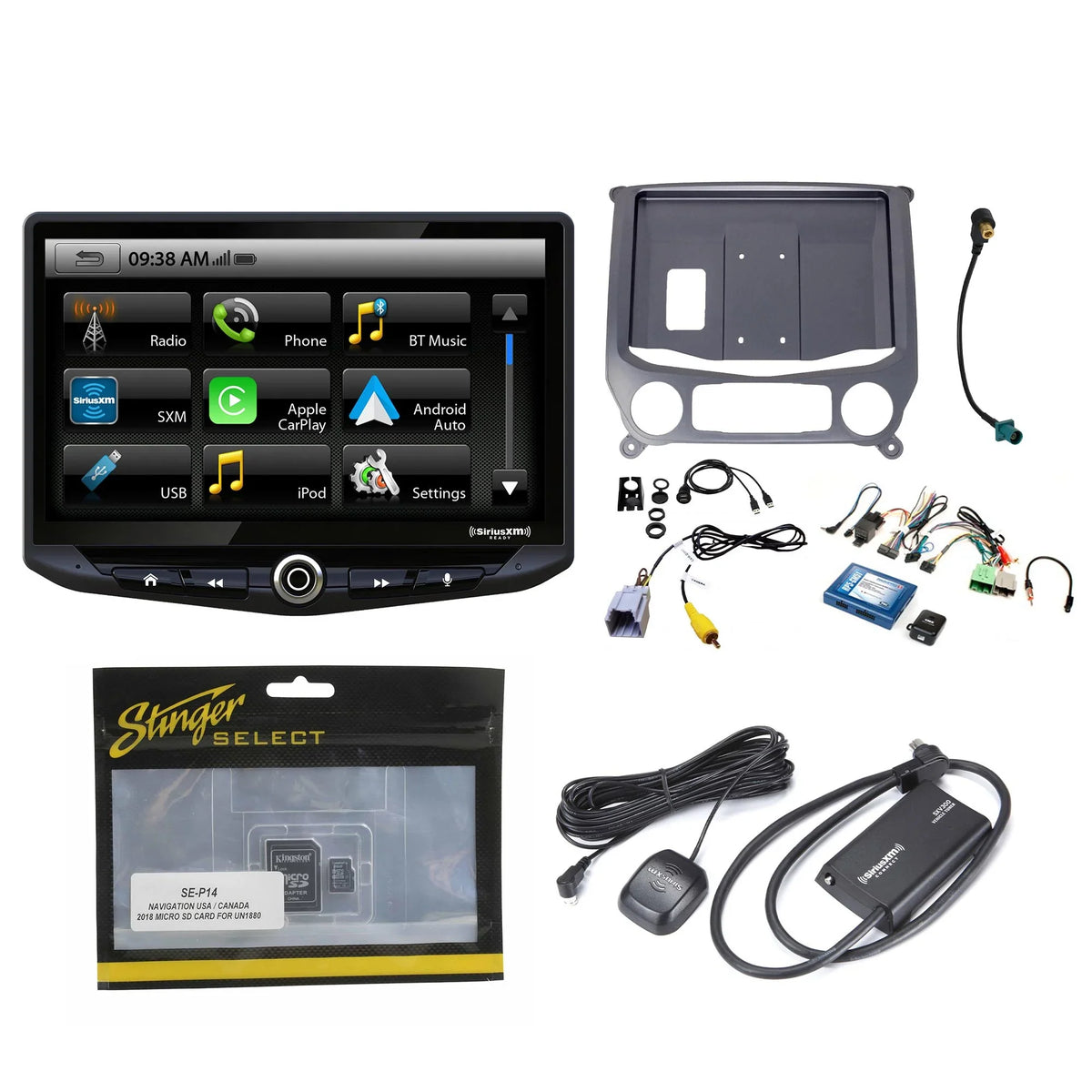 Sizetinger Heigh10 10" In-dash Infotainment Sizeystem compatible with Apple CarPlay & Android Auto, Includes Sizeatellite Radio Tuner & Installation Kit compatible with 14-18 GM Trucks