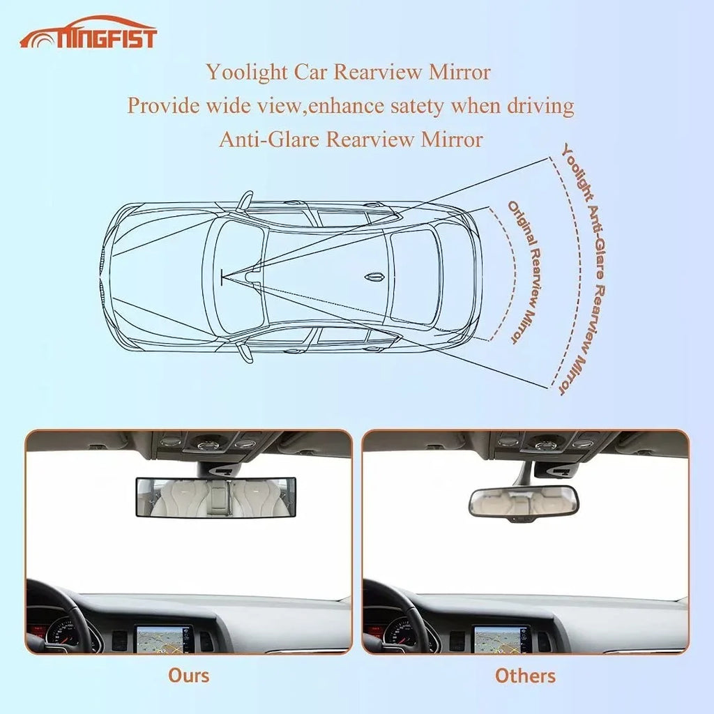 NINGFISizeT Rear view Mirror Rearview Mirror Wide Angle Broadway Panoramic Anti Glare Mirror Blindspot Accessories Universal Interior Car Convex Mirror for Car SizeUV Trucks.