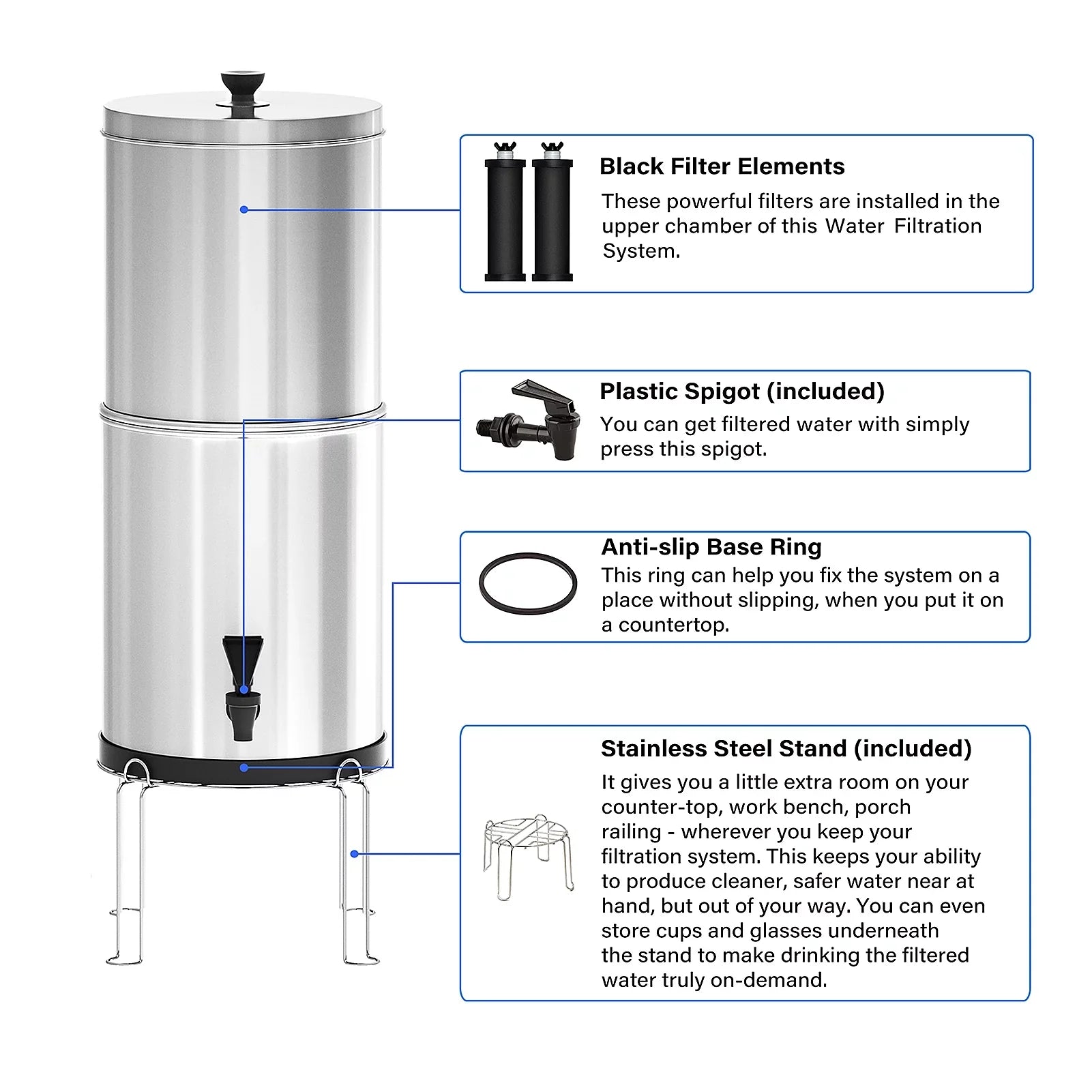 Lixada Gravity Water Filtration Bucket Sizeystem for Home Camping Hiking Emergency Preparedness