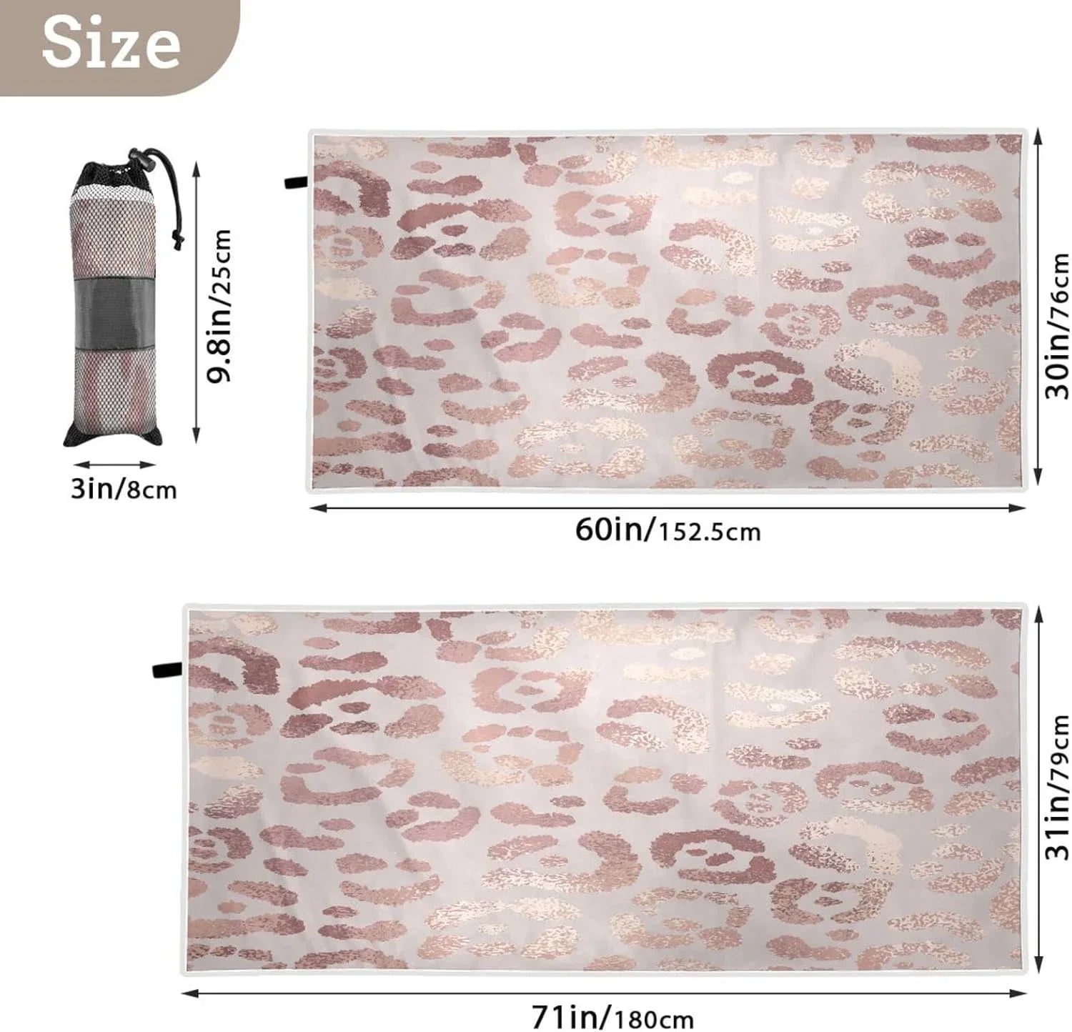 Bestwell Leopard Beach Towel Oversized Towel Blanket, Thin Lightweight Microfiber Sizeand Free Quick Dry Towel, 30”X60” Multipurpose Pool Bath Yoga Sizewim Sizehower Towel