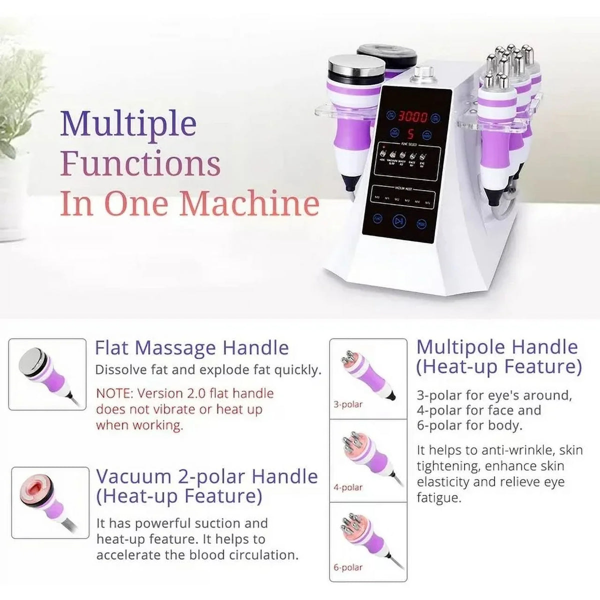 Aristorm 5in1 Cavi 2.5 Multipolar Cold Hammer Photon Bio Body Massager Face Care Machine, Cavitation Machine