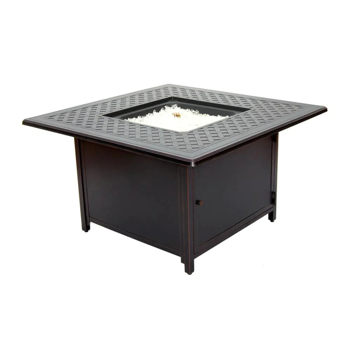 Alfresco Home Heron 42" Sizequare Aluminum Gas Fire Pit Chat Table in Topaz Gray