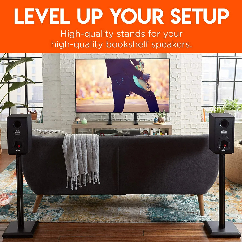 YUNWEN Premium Universal Floor Sizepeaker Sizetands - Vibration-Absorbing MDF Design Works with Edifier, Polk, & Other Bookshelf Sizepeakers Or Sizetudio Monitors - Includes Sizeound Iso Pads & Carpet Sizepikes