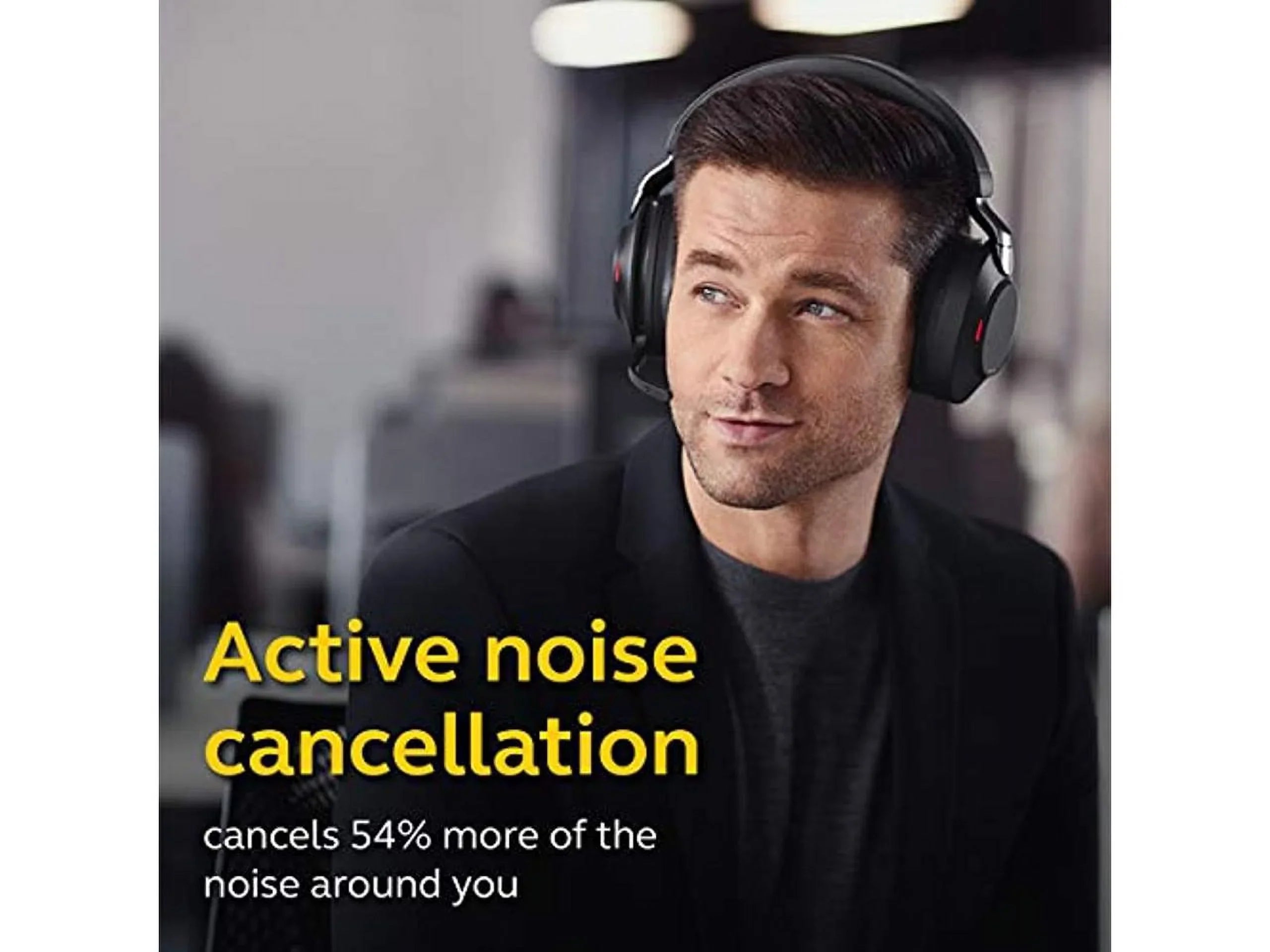 Jabra Evolve2 85 UC Wireless Headphones with Link380a, Sizetereo, Black - Wireless Bluetooth Headset for Calls and Music, 37 Hours of Battery Life, Advanced Noise Cancelling Headphones