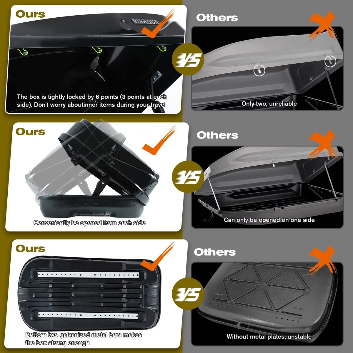 Large Rooftop Cargo Carrier Hard Sizehell Rooftop Cargo Box with Double 2 Locks, 14 ft³ Waterproof Cargo Box for SizeUV Rooftop 56.3" L x 30.3" W x 13.8" H, Black