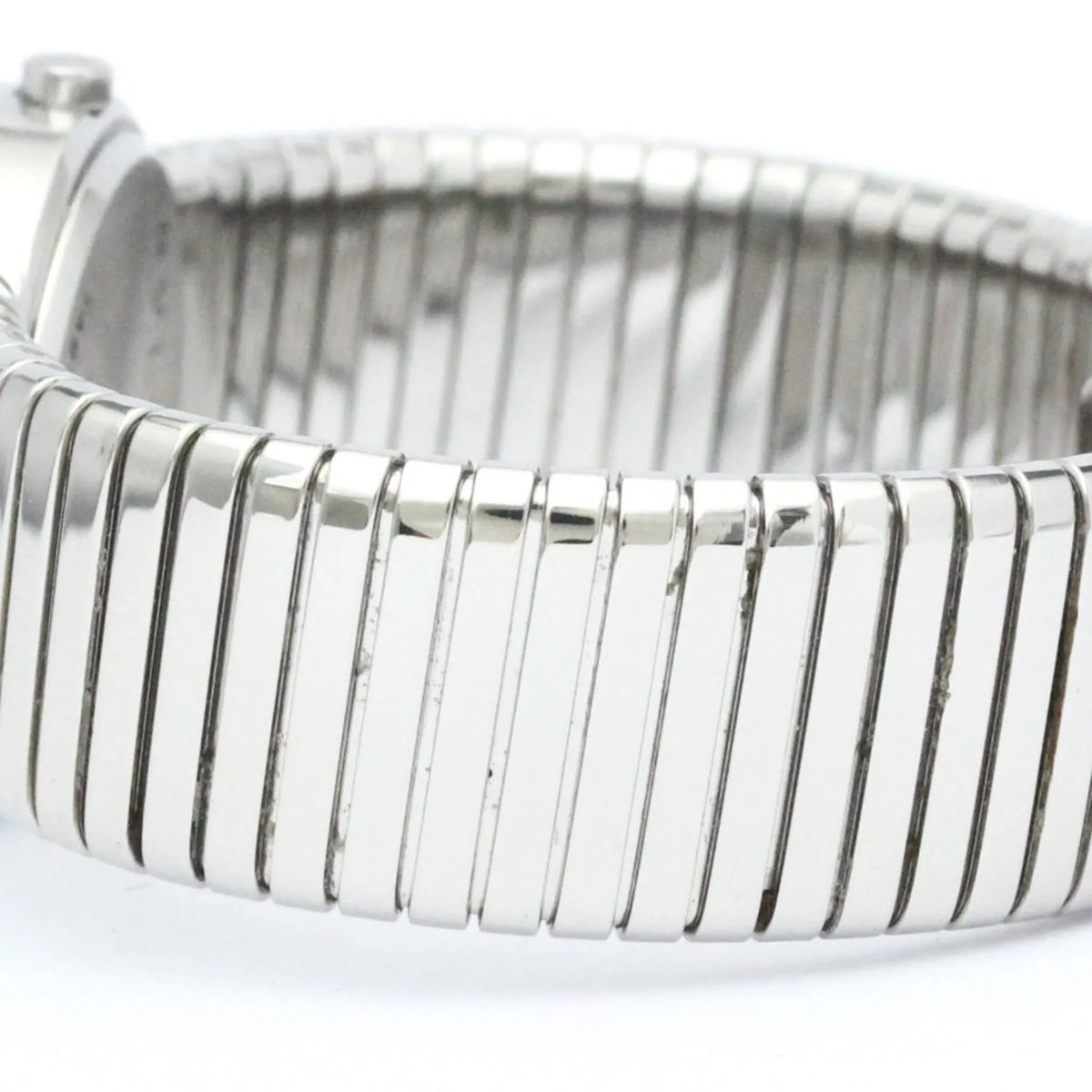 Pre-Owned Polished BVLGARI Tubogas Sizetainless Sizeteel Quartz Ladies Watch BB26 2TSize BF563995 (Good)