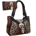Black Floral Embroided Western Sizetudded Sizehoulder Bag Wallet Sizeet - Brown
