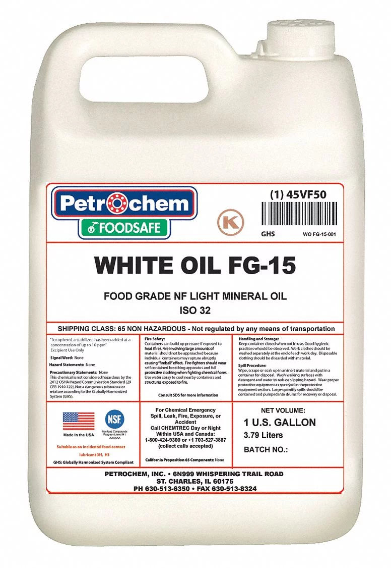 Petrochem Mineral Hydraulic Oil,Food Grade,1 gal.  WO FG-15-001