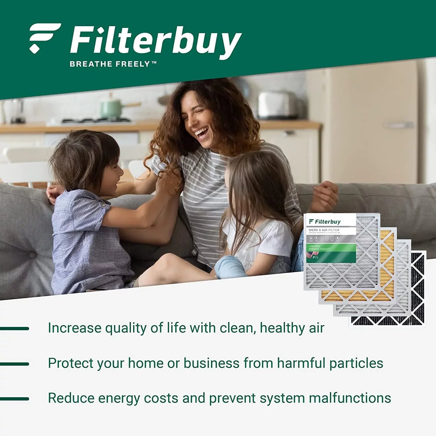 Filterbuy 12x16x2 MERV 11 Pleated HVAC AC Furnace Air Filters (3-Pack)