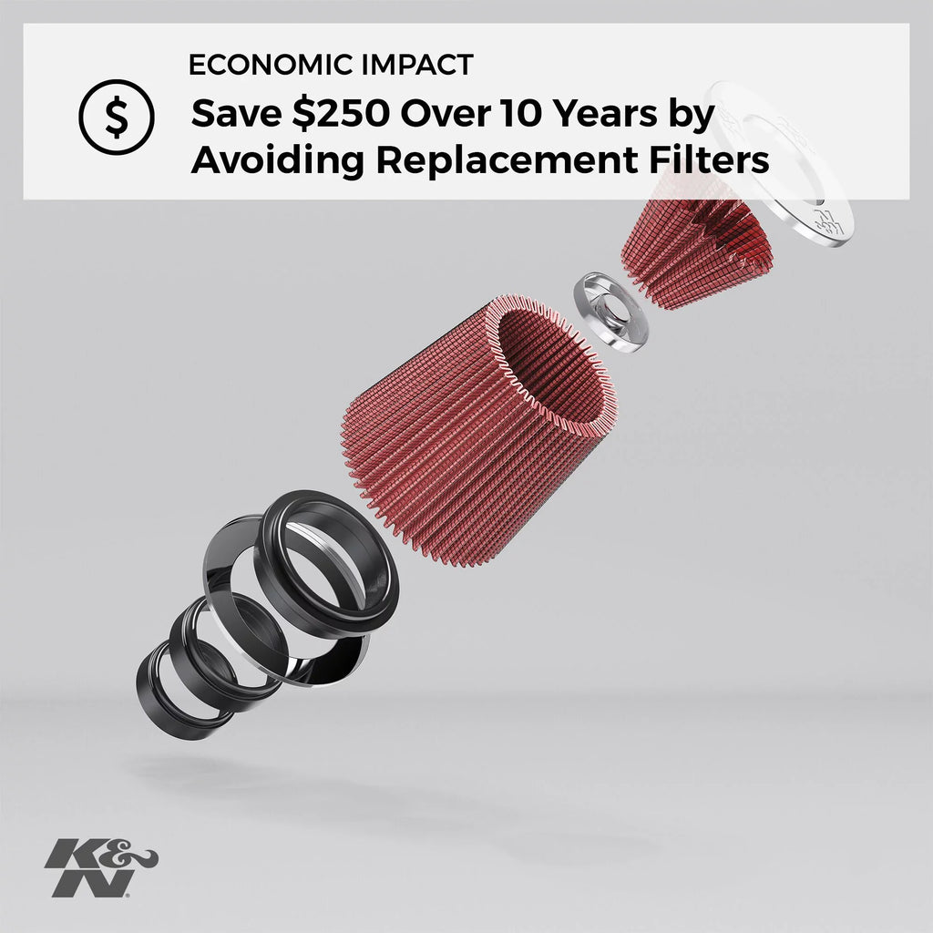K&N Universal Clamp-On Air Filter: High Performance, Premium, Washable, Replacement Filter: Flange Diameter: 4 In, Filter Height: 7 In, Flange Length: 1.75 In, Sizehape: Round Tapered, RU-4680