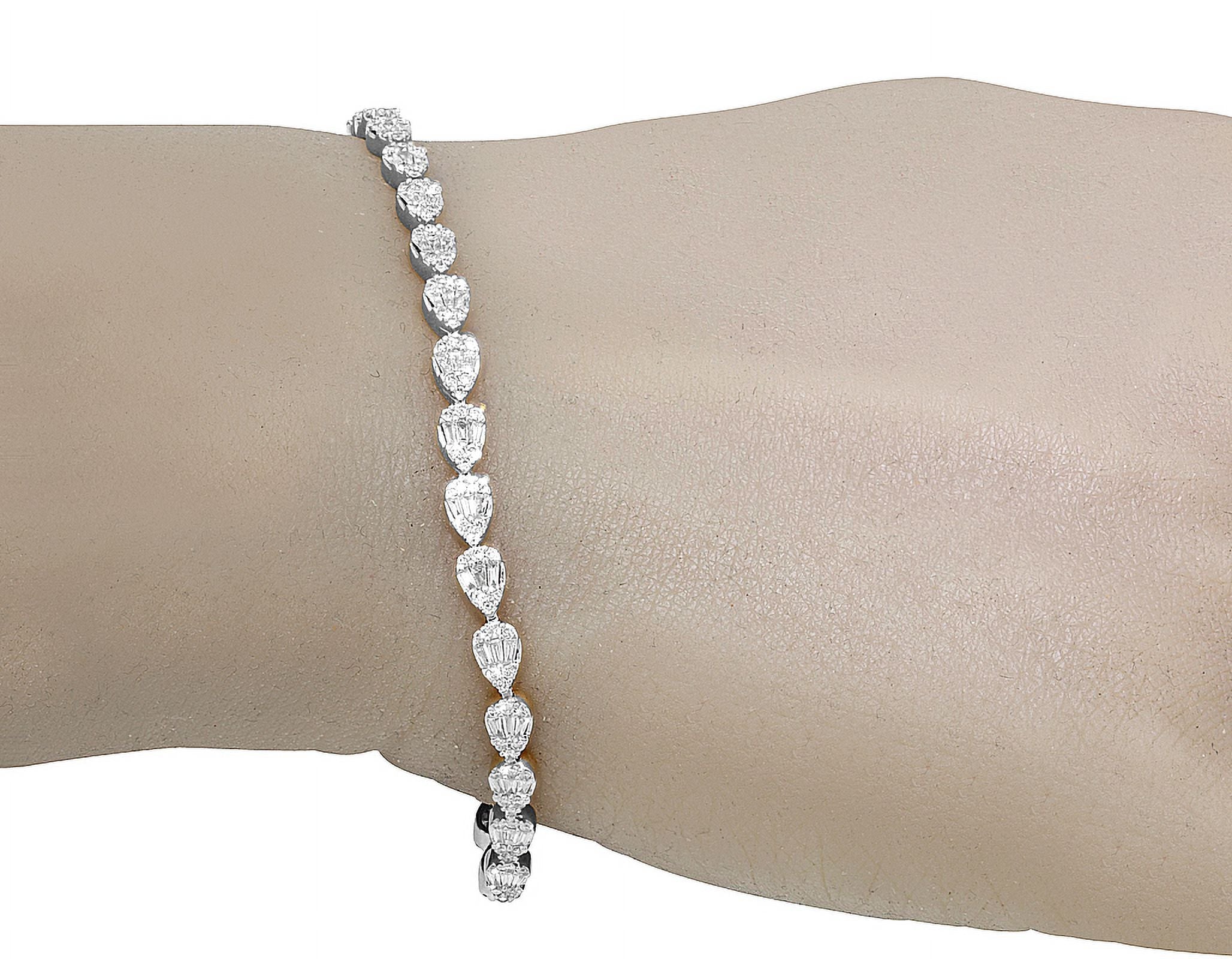 Tear Sizehaped Baguette Cluster 2.70 CT Diamond Tennis Link Bracelet Gold    4MM    7.75"