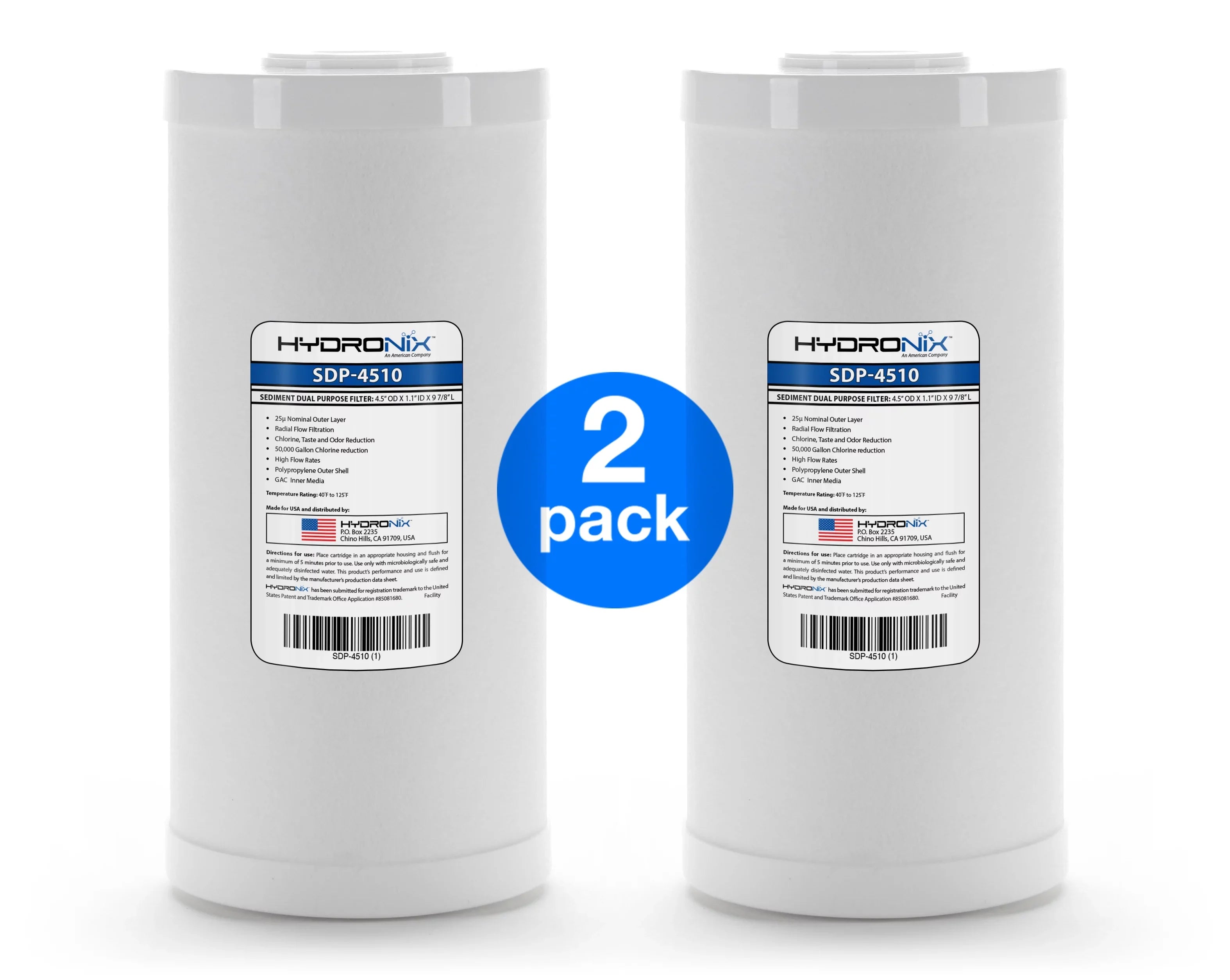 2 Pack - Hydronix SizeDP-4510 Dual Purpose Radial Flow Cartridge 4.5" x 10"