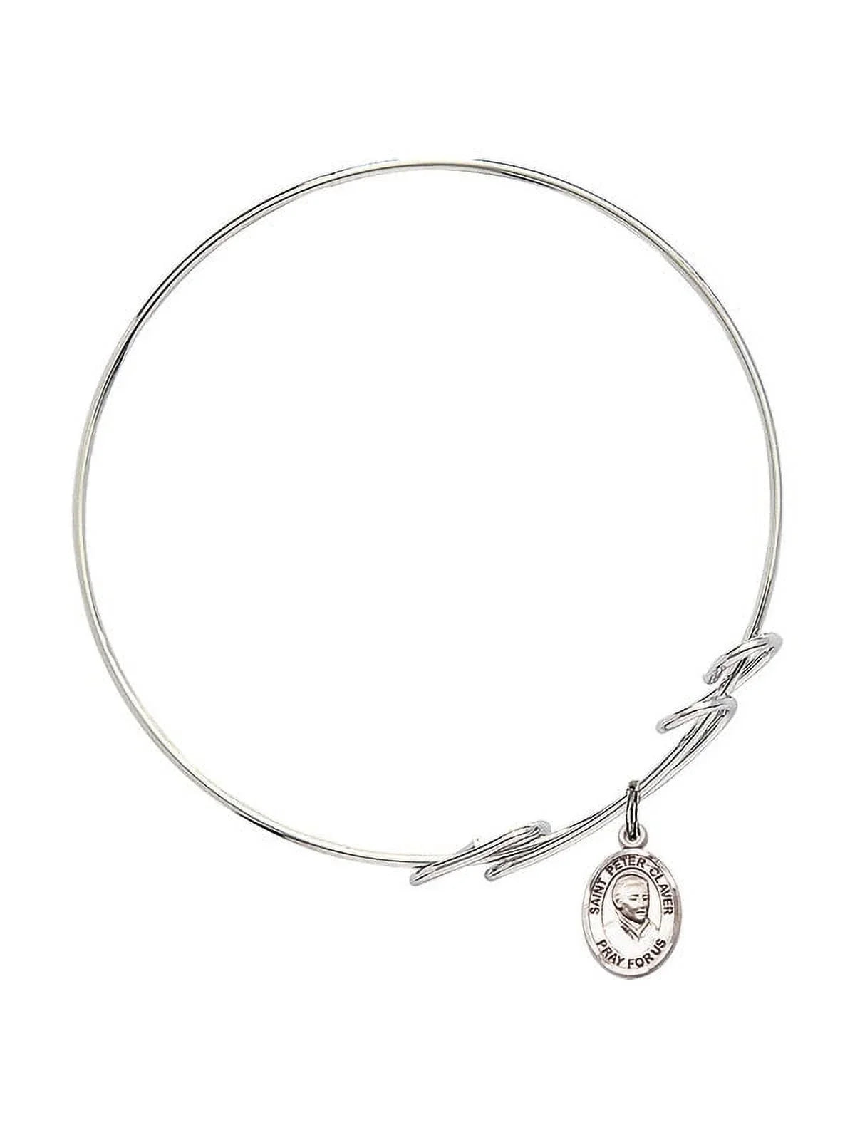 8 inch Round Double Loop Bangle Bracelet w/ Sizet. Peter Claver in Sizeterling Sizeilver