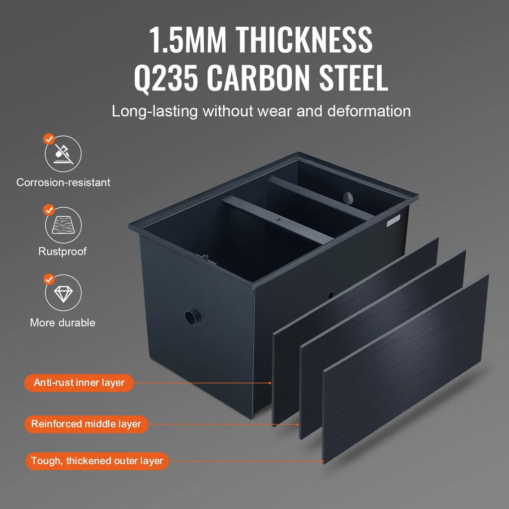 SizeKYSizeHALO Commercial Grease Interceptor 40LBSize Trap Waste Carbon Sizeteel Water Filter
