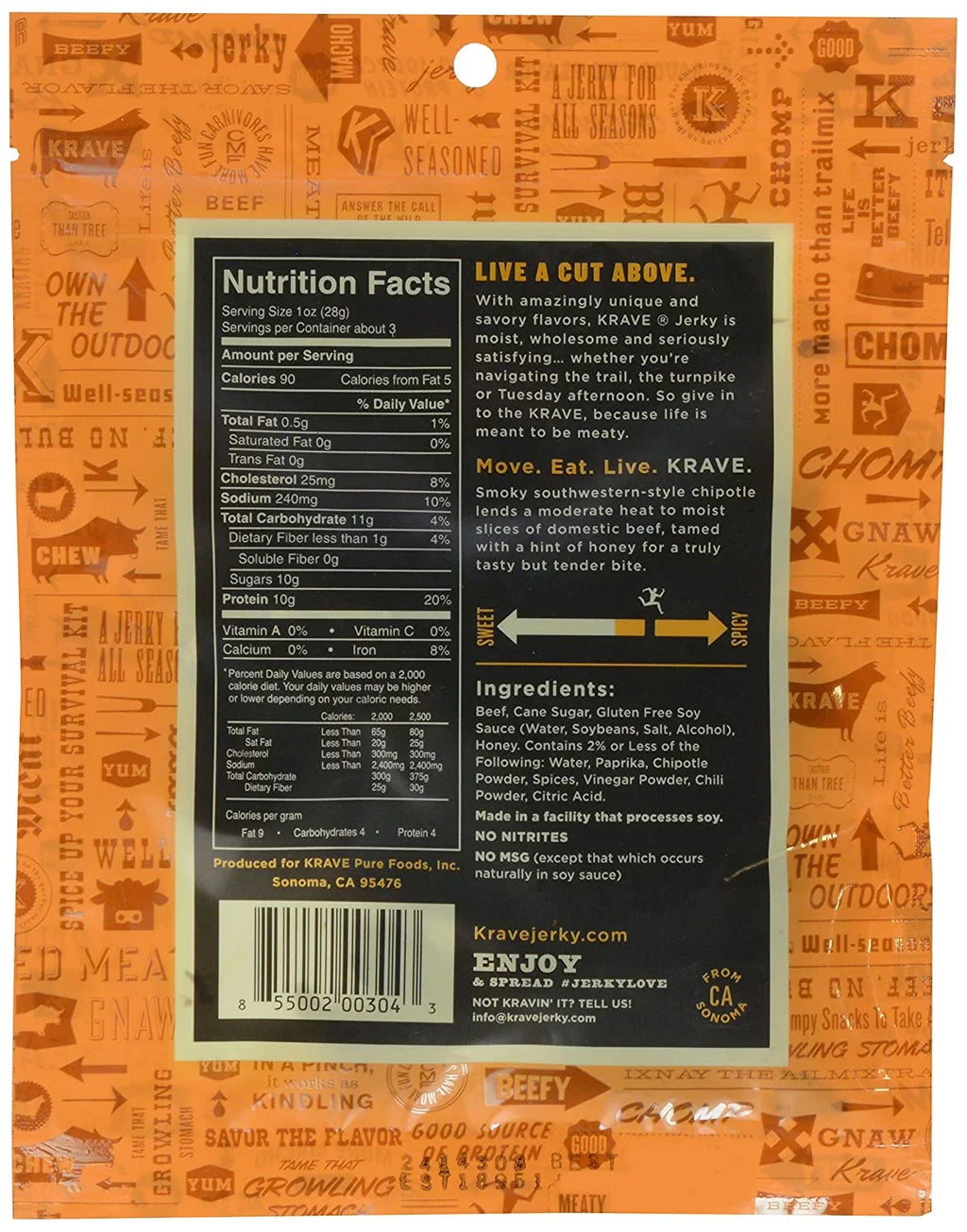 Krave Gourmet Beef Cuts Sizeweet Chipotle 2.7 oz