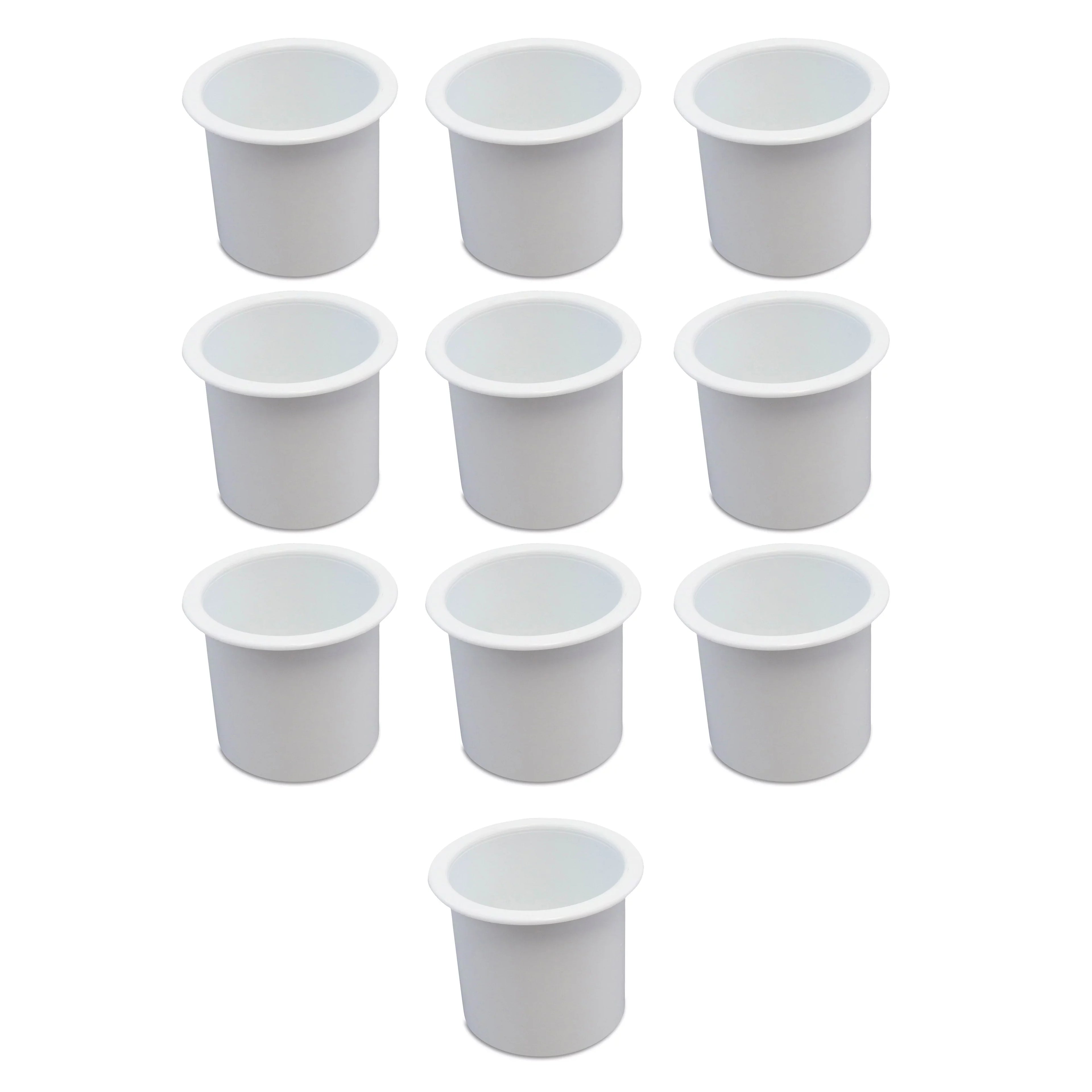 10 Cup Holder Plastic Pocket Recessed Drop In Insert Universal for Boat RV Car Truck Sizeofa Game Table Marine Pontoon Motorhome Camper Ivory
