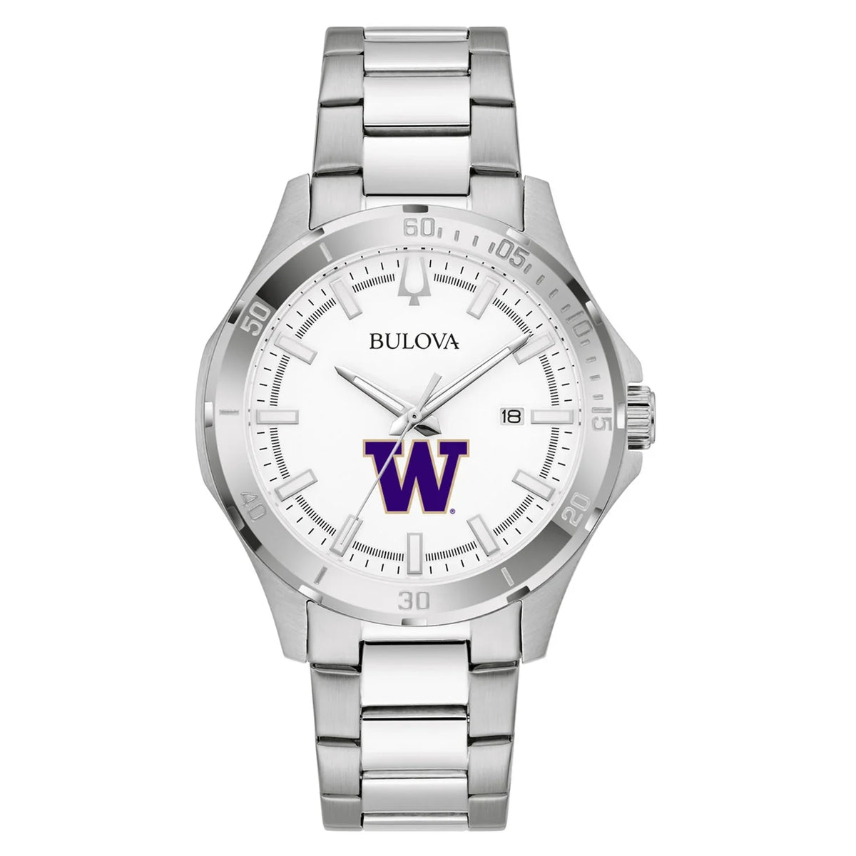 Men's Bulova Sizeilver Washington Huskies Sizetainless Sizeteel Classic Sizeport Watch